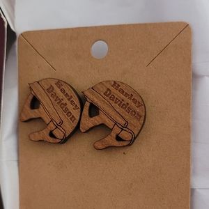 Harley Davidson Wood Earrings